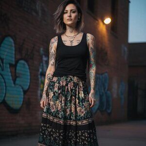 Vintage Peasant Maxi Skirt